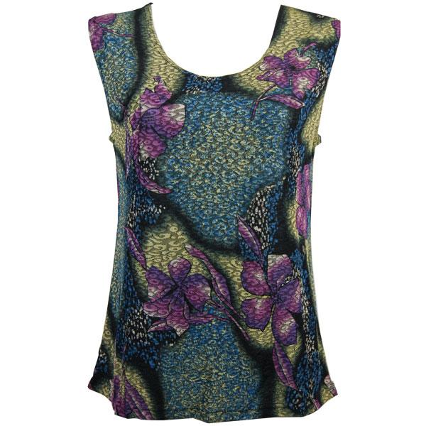 wholesale 1246 - Sleeveless Slinky Tops  Hibiscus Blue - One Size Fits  (S-L)