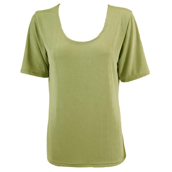 1247 - Short Sleeve Slinky Tops Leaf Green - One Size Fits Most