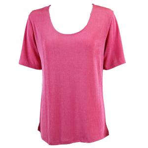 1247 - Short Sleeve Slinky Tops Raspberry - One Size Fits Most