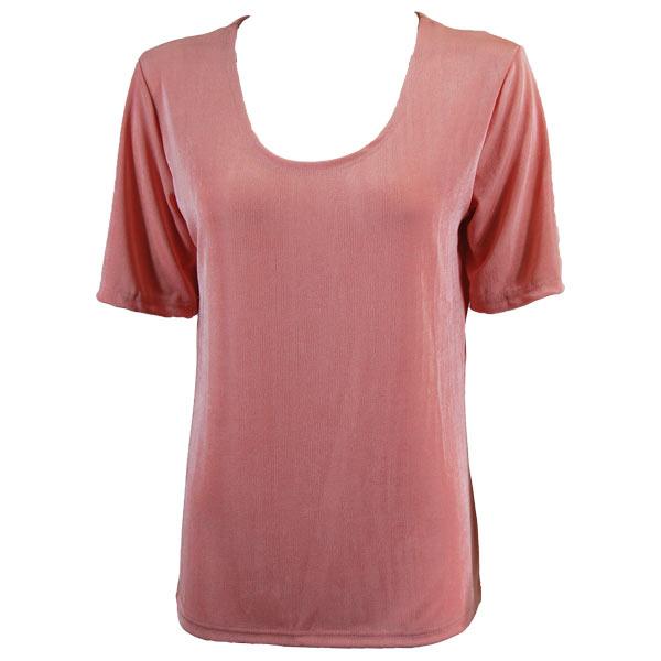 wholesale 1247 - Short Sleeve Slinky Tops Light Pink - One Size Fits Most