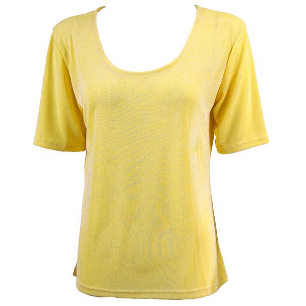 wholesale 1247 - Short Sleeve Slinky Tops Yellow - One Size Fits Most