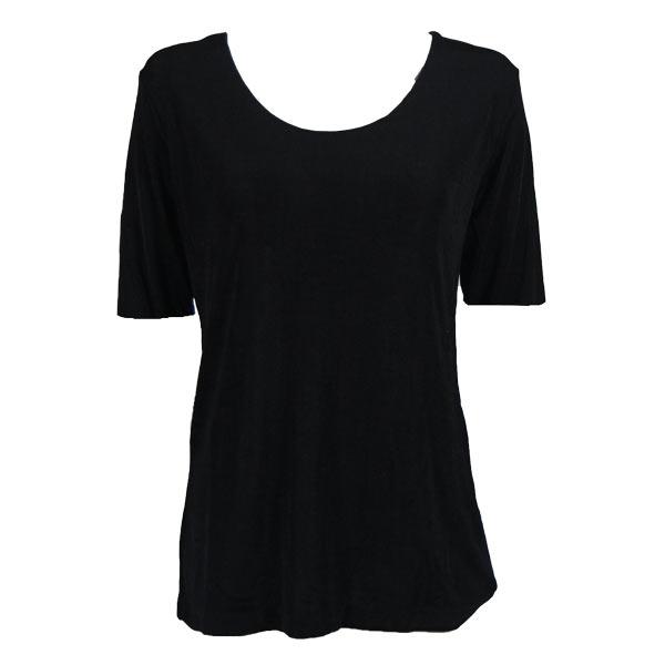 wholesale 1247 - Short Sleeve Slinky Tops Black - One Size Fits Most