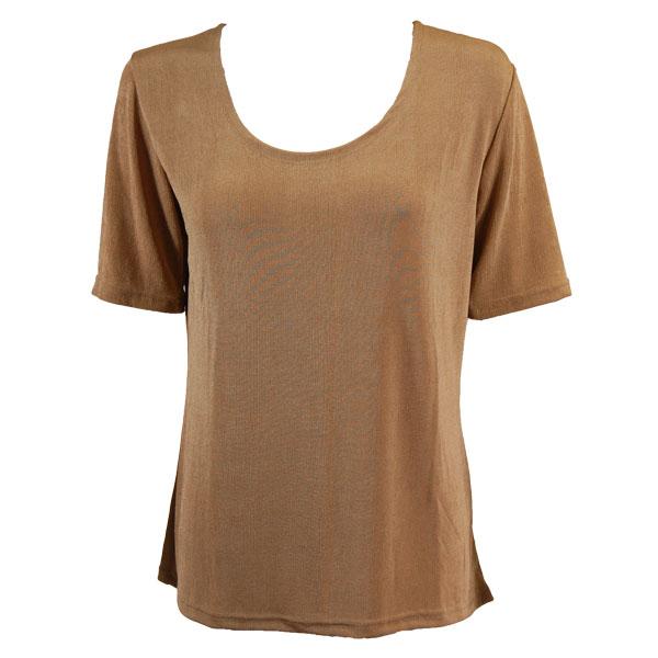 1247 - Short Sleeve Slinky Tops Champagne - One Size Fits Most