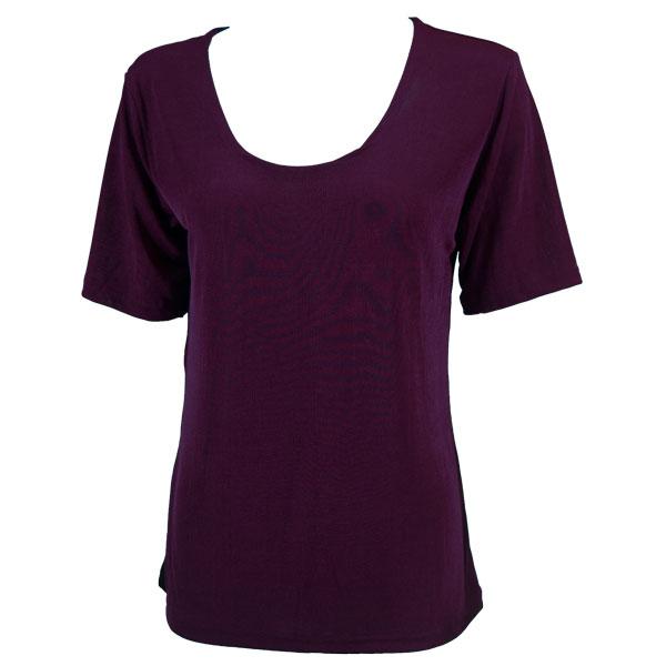 1247 - Short Sleeve Slinky Tops Purple - One Size Fits Most