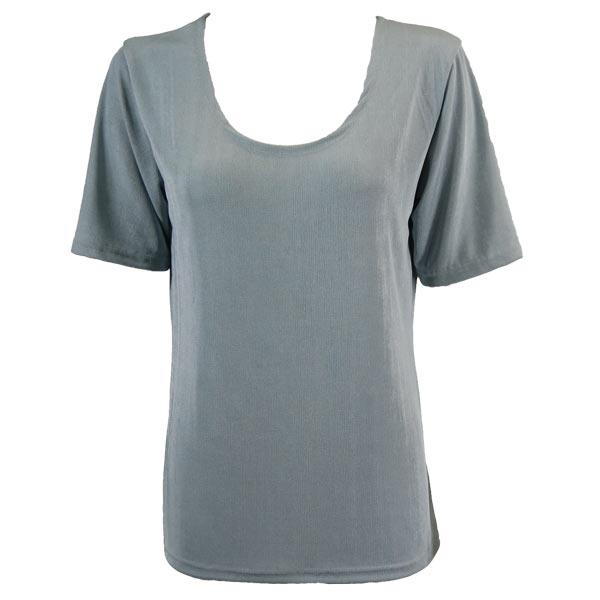 1247 - Short Sleeve Slinky Tops Silver - One Size Fits Most