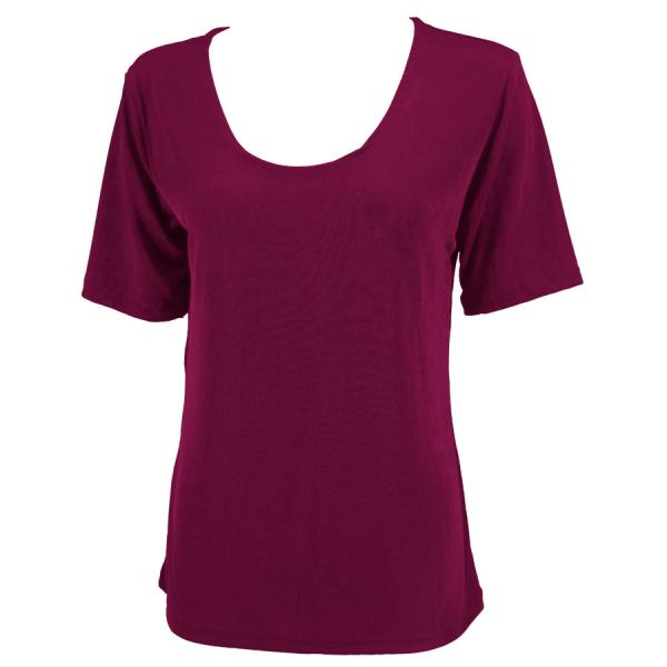 wholesale 1247 - Short Sleeve Slinky Tops Plum - One Size Fits  (S-L)