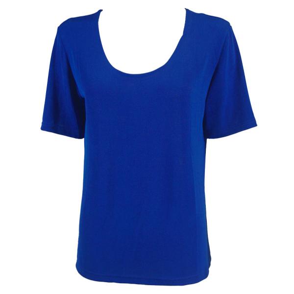wholesale 1247 - Short Sleeve Slinky Tops Blueberry - One Size Fits  (S-L)