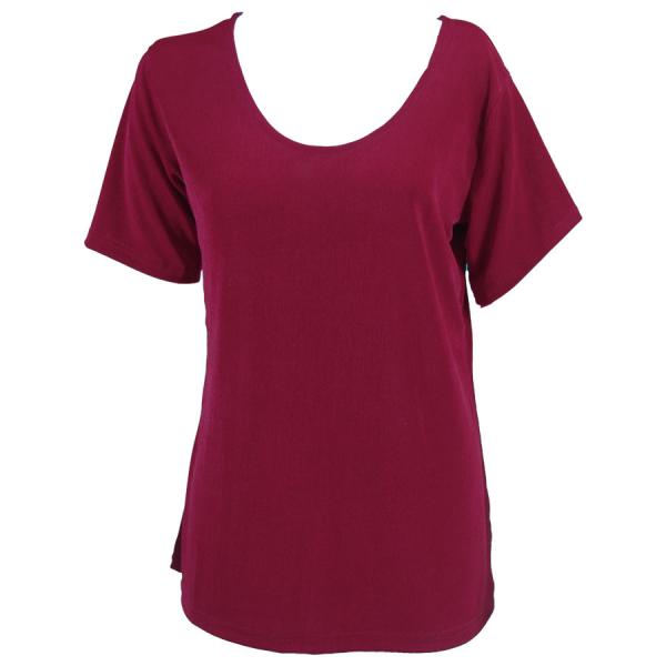 1247 - Short Sleeve Slinky Tops Cabernet - One Size Fits  (S-L)