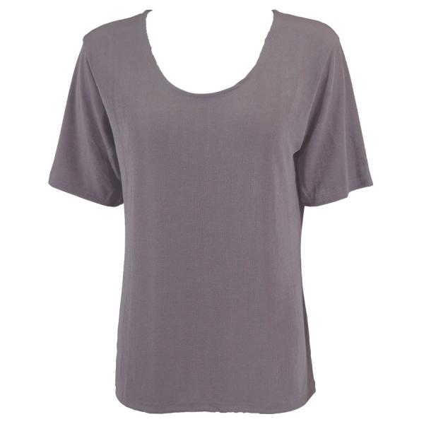 wholesale 1247 - Short Sleeve Slinky Tops Lavender - Plus Size Fits (XL-2X)