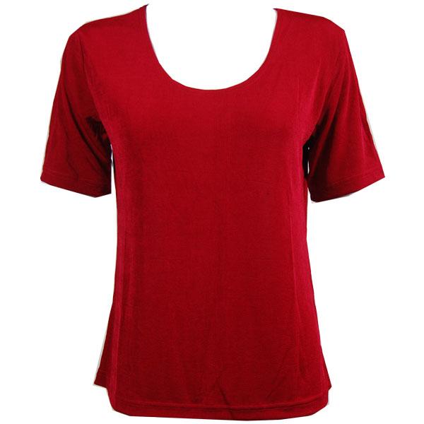 wholesale 1247 - Short Sleeve Slinky Tops Cranberry - One Size Fits  (S-L)
