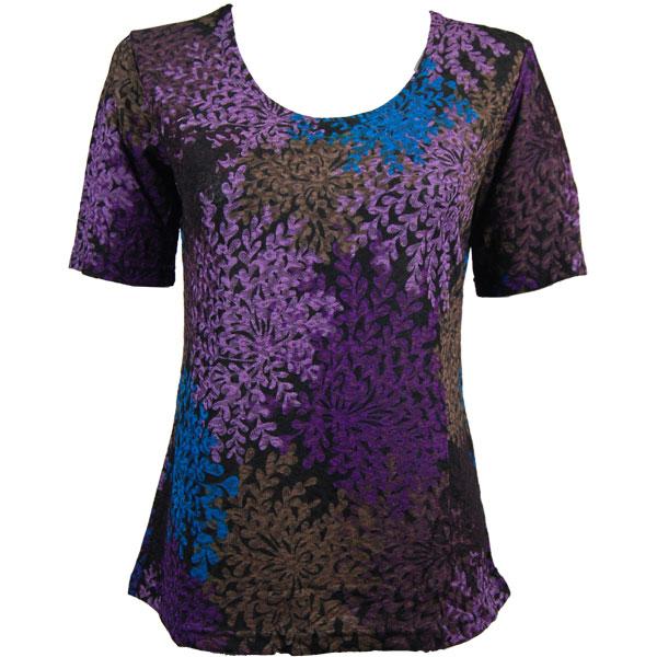 wholesale 1247 - Short Sleeve Slinky Tops Multi Floral - One Size Fits  (S-L)