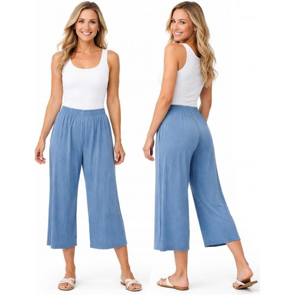Wholesale 1248 - Slinky TravelWear Capris Light Blue - Plus Size Fits (XL-2X)