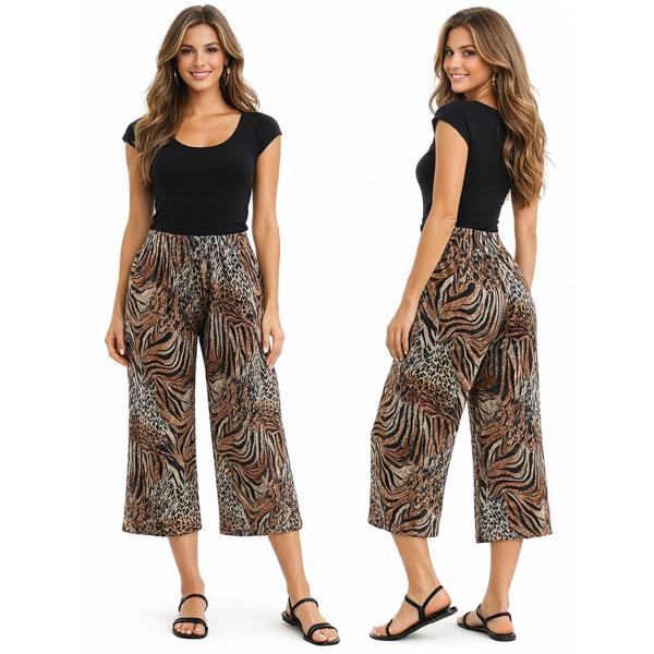 Wholesale 1248 - Slinky TravelWear Capris Animal w/Brown Gold Accent - Plus Size Fits (XL-2X)