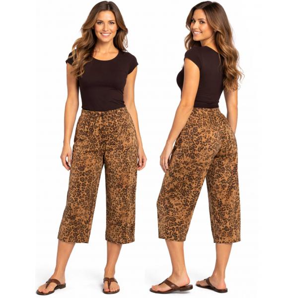 Wholesale 1248 - Slinky TravelWear Capris Leopard Print - One Size Fits Most
