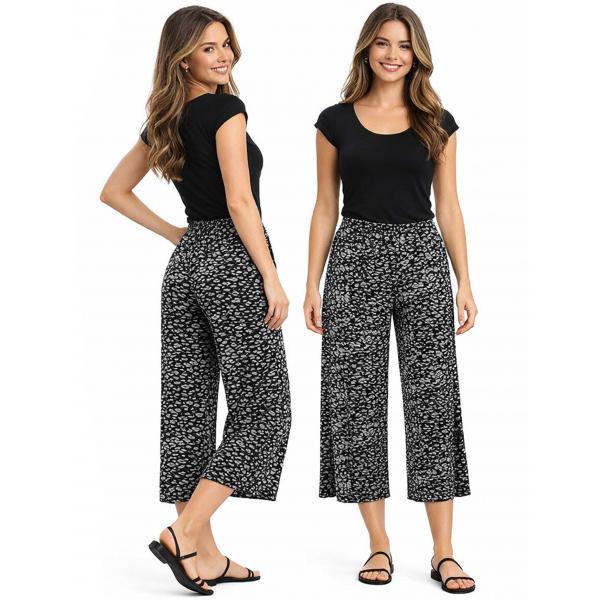 Wholesale 1248 - Slinky TravelWear Capris Leopard Black-White - One Size Fits Most