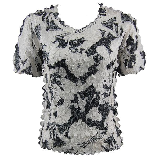 wholesale 1255 - Petal Shirts - Short Sleeve  1255 - African White-Black<br>
Short Sleeve Petal Shirt - One Size Fits Most