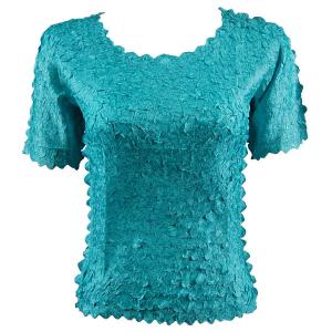 1255 - Petal Shirts - Short Sleeve  Solid Light Teal - Queen Size Fits (XL-2X)