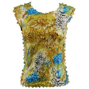Wholesale 1256  - Petal Shirts - Sleeveless Abstract Zebra Gold-Blue - One Size Fits Most