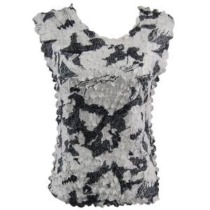 1256  - Petal Shirts - Sleeveless African White-Black - Queen Size Fits (XL-2X)
