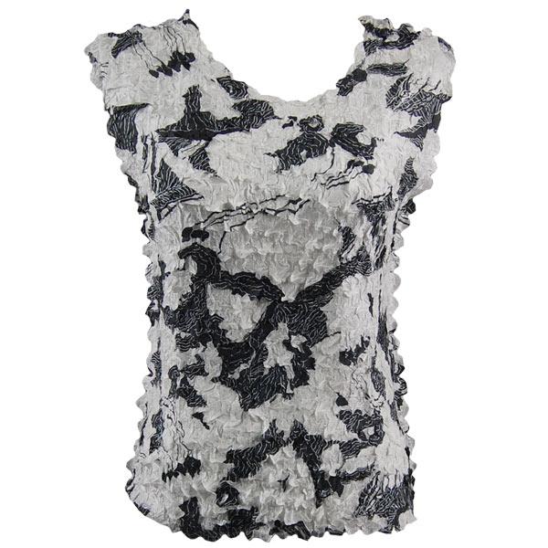 Wholesale 1256  - Petal Shirts - Sleeveless African White-Black - Queen Size Fits (XL-2X)