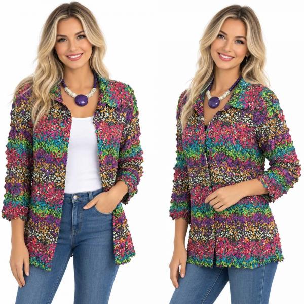 Wholesale 1258 - Petal  Blouses Multi Dots - Jewel Tones
(MB) - One Size (M/L)