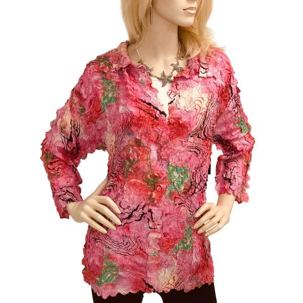 Wholesale 1255 - Petal Shirts - Short Sleeve  Abstract Pink-Red  - One Size (M/L)