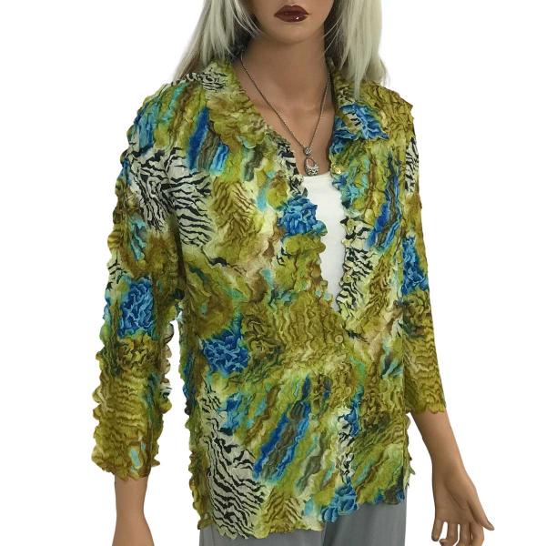 Wholesale 1256  - Petal Shirts - Sleeveless Abstract Zebra Gold-Blue  - One Size (M/L)