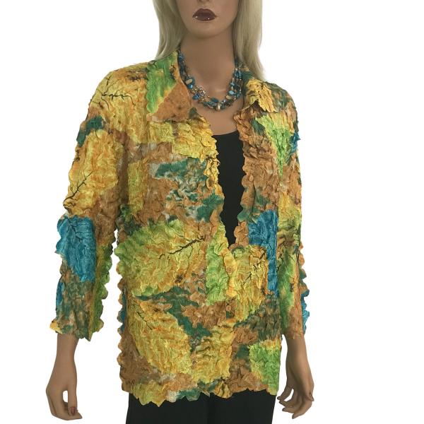 Wholesale 1255 - Petal Shirts - Short Sleeve  Leaves Turquoise-Green-Copper - One Size (M/L)