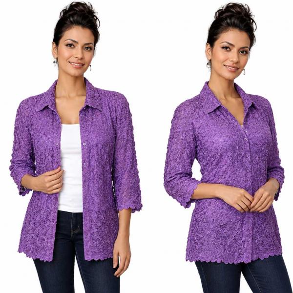 Wholesale 1258 - Petal  Blouses Solid Purple - One Size (M/L)