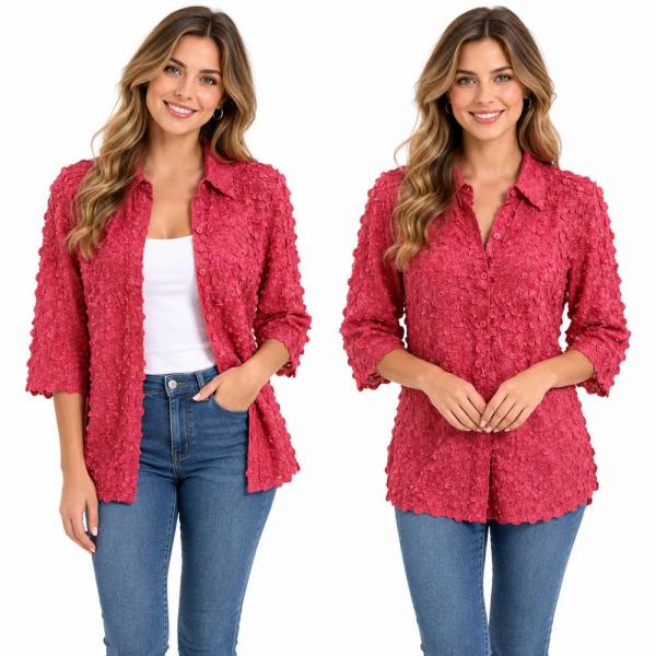 Wholesale 1258 - Petal  Blouses Solid Coral(MB) - One Size (XL/1X)