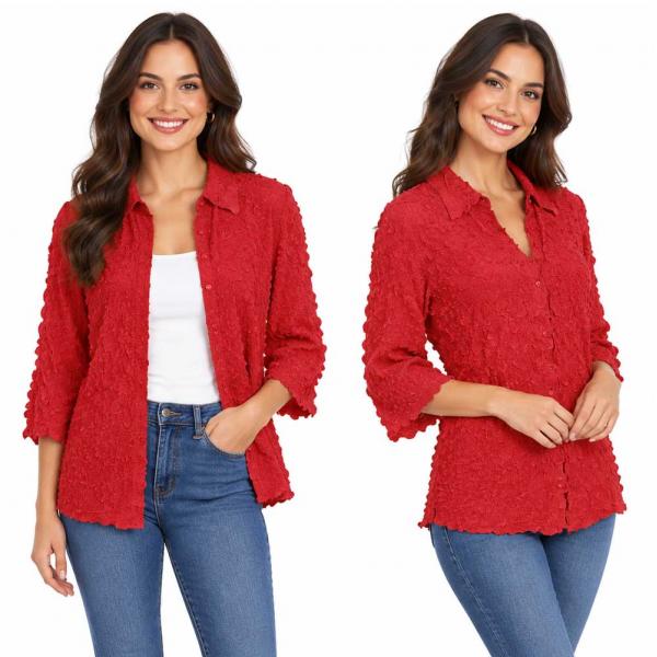 Wholesale 1258 - Petal  Blouses Solid Red - One Size (M/L)