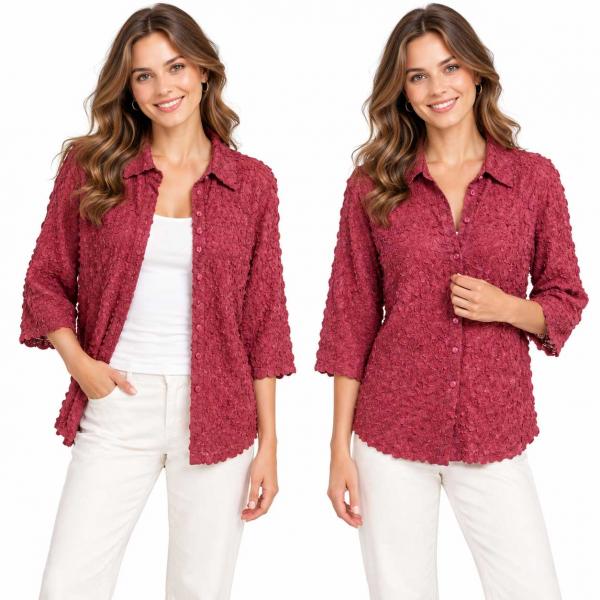 Wholesale 1258 - Petal  Blouses Solid Burgundy - One Size (M/L)