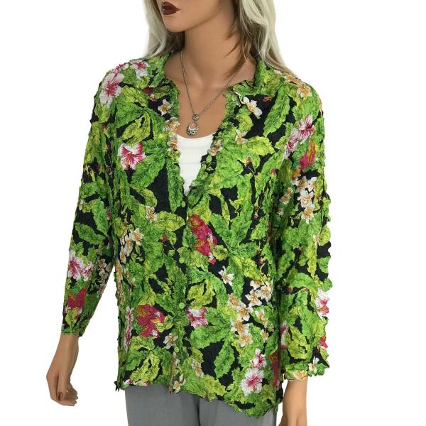 Wholesale 1258 - Petal Blouses Tropical Floral - Green  - One Size (XL/1X)