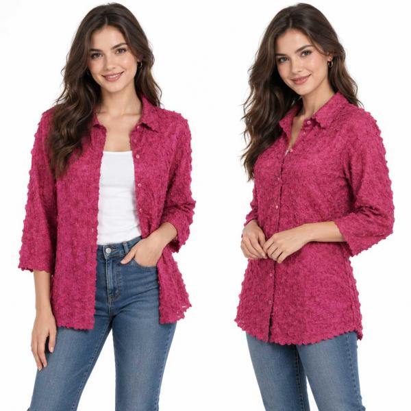 Wholesale 1258 - Petal  Blouses Solid Pink - One Size (XL/1X)