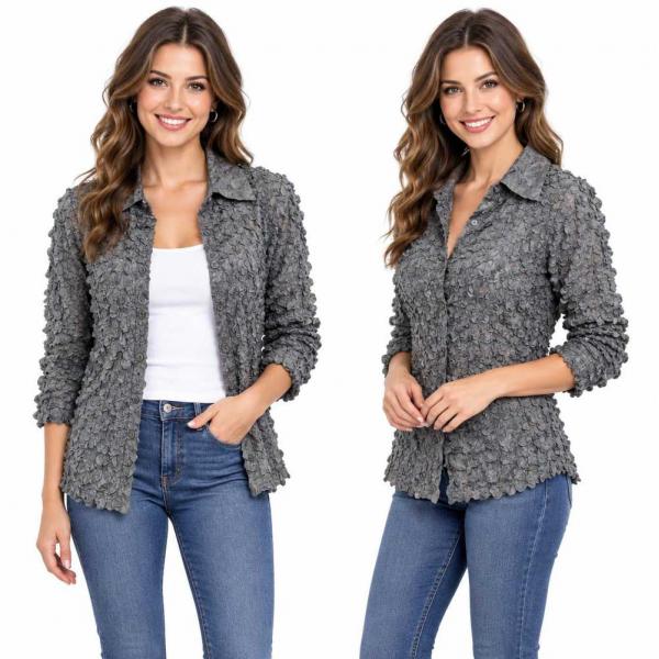 Wholesale 1258 - Petal  Blouses Solid Pewter - One Size (M/L)