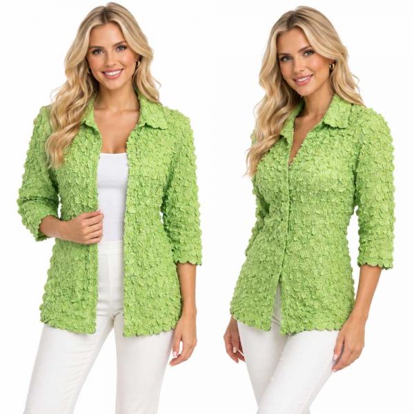 Wholesale 1258 - Petal  Blouses Solid Lime  - One Size (M/L)