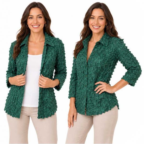Wholesale 1258 - Petal  Blouses Solid Emerald - One Size (XL/1X)