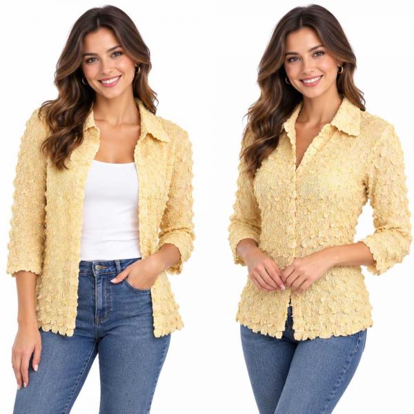 Wholesale 1258 - Petal  Blouses Solid Light Gold - One Size (XL/1X)