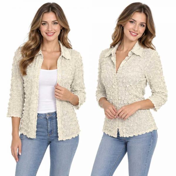 Wholesale 1258 - Petal  Blouses Solid Platinum - One Size (XL/1X)