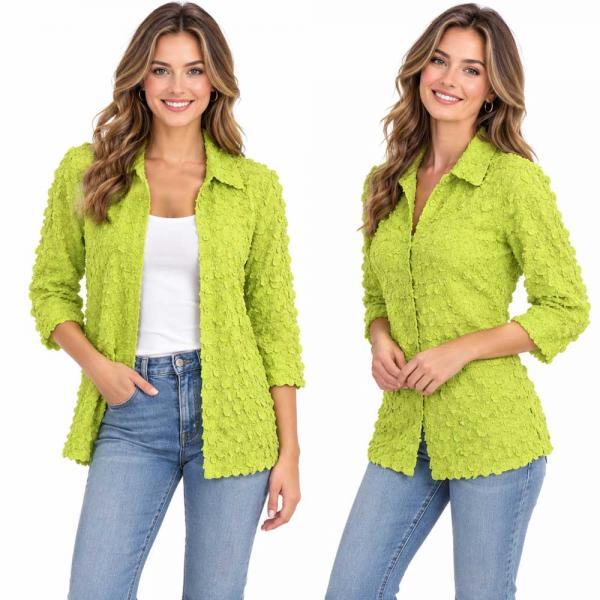 Wholesale 1258 - Petal  Blouses Solid Light Green - One Size (XL/1X)