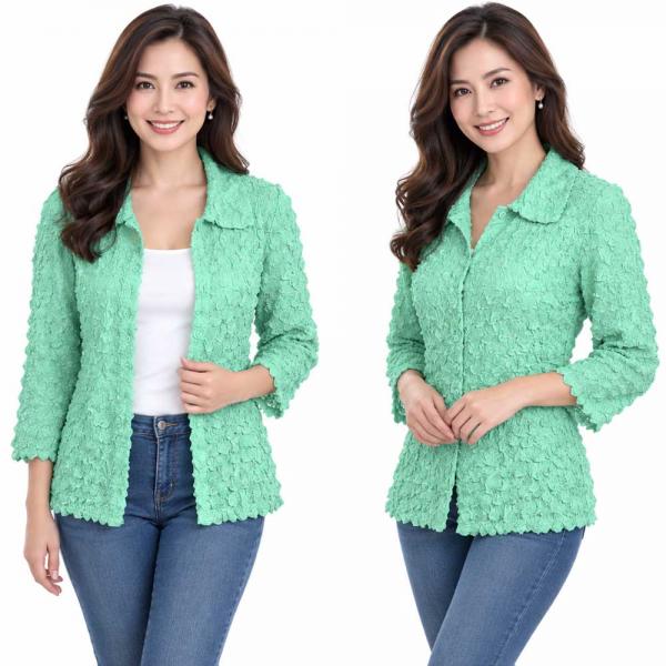 Wholesale 1258 - Petal  Blouses Solid Light Turquoise - One Size (XL/1X)