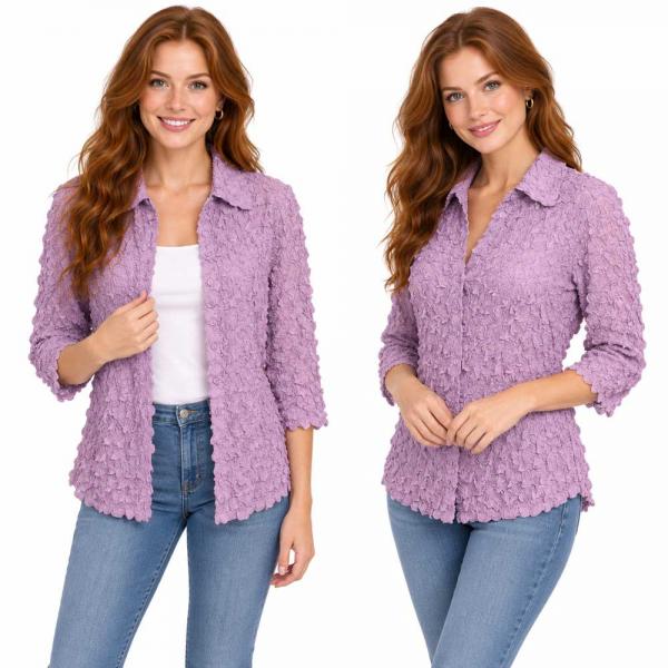 Wholesale 1258 - Petal  Blouses Solid Violet - One Size (XL/1X)