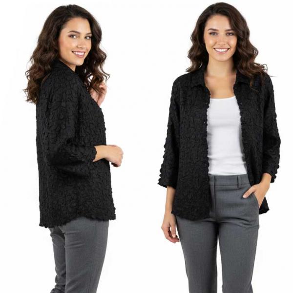 wholesale 1258 - Petal  Blouses Solid Black - One Size (M/L)