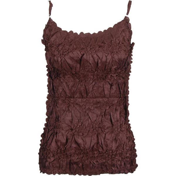1270 - Origami Spaghetti Strap Tanks Solid Brown - One Size Fits Most