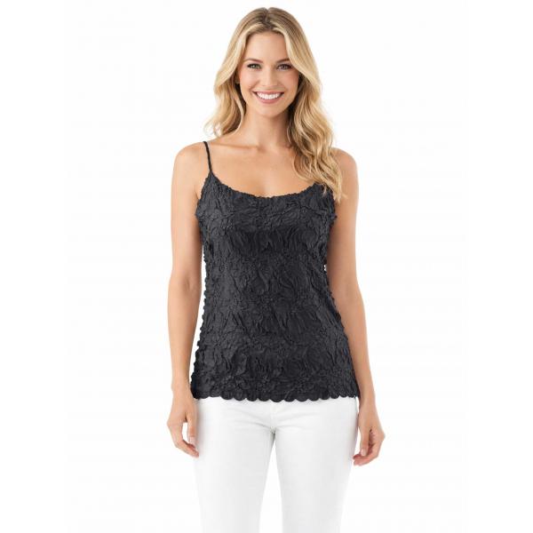 wholesale 1270 - Origami Spaghetti Strap Tanks Solid Black - One Size Fits Most