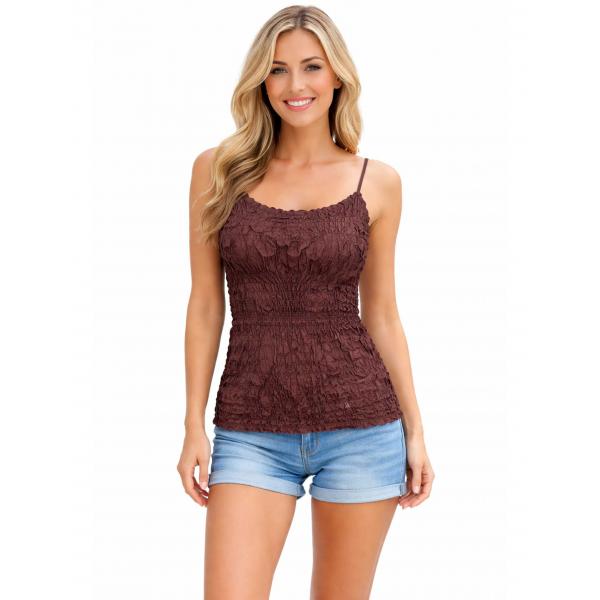 wholesale 1270 - Origami Spaghetti Strap Tanks Solid Brown - One Size Fits Most