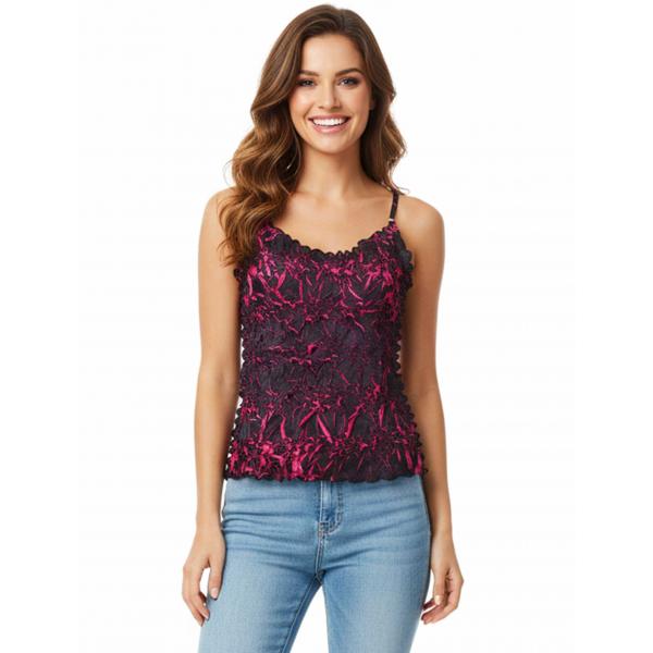 wholesale 1270 - Origami Spaghetti Strap Tanks Black - Hot Pink
(MB) - One Size Fits Most