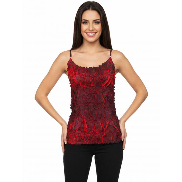 wholesale 1270 - Origami Spaghetti Strap Tanks Black - Red - One Size Fits Most