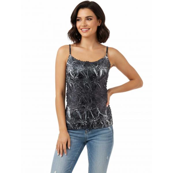 wholesale 1270 - Origami Spaghetti Strap Tanks Black - White - One Size Fits Most