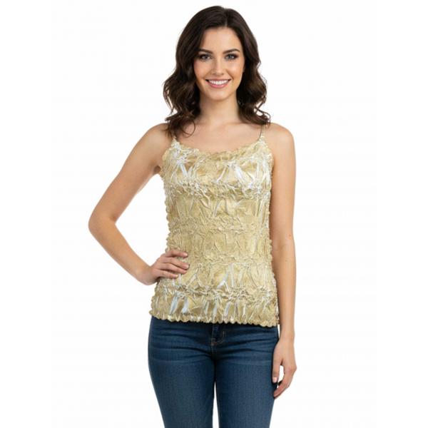 wholesale 1270 - Origami Spaghetti Strap Tanks Light Gold - White - One Size Fits Most
